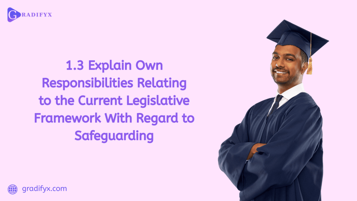 1.3 Explain own responsibilities relating to the current legislative framework with regard to safeguarding